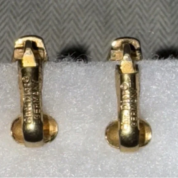 VINTAGE Christian Dior Gold Huggie Crystal Clip-on Earrings Authentic - Picture 3 of 5